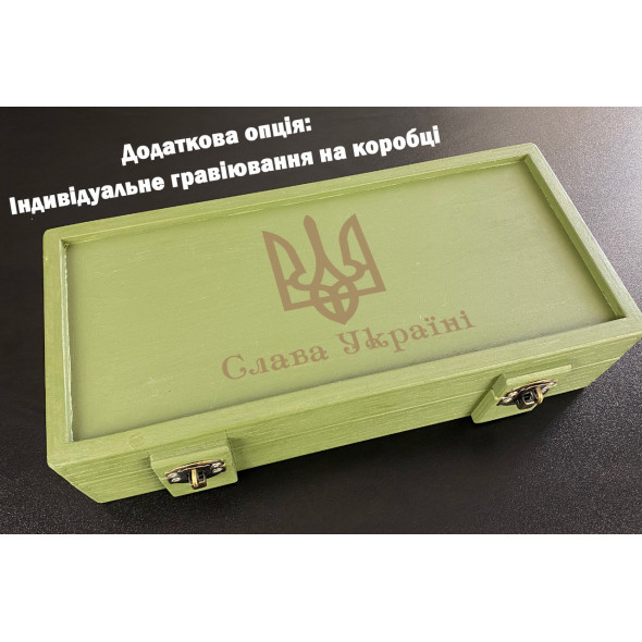 Набір чарок з гільз для коньяку 3 шт з патріотичними написами зі збереженим оригінальним станом