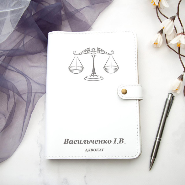 Блокнот для адвоката ручної роботи з гравіюванням на замовлення Сірий А5| Натуральна шкіра