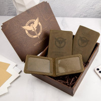 Набір обкладинок для військових убд + військовий квиток + обкладинка на паспорт з натуральної шкіри | Подарунок командиру