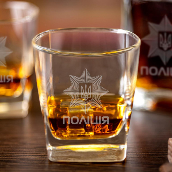 Подарунковий набір для віскі з гравіюванням "Поліція" для чоловіка | Графін + 4 склянки