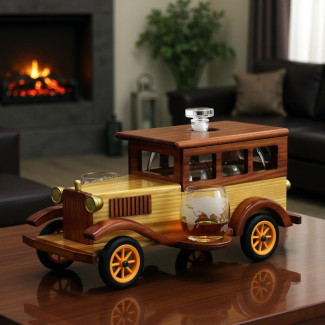 Подарунковий набір для віскі Декантер "Авто Історія" Коричневий | Подарунок чоловікові на ювілей
