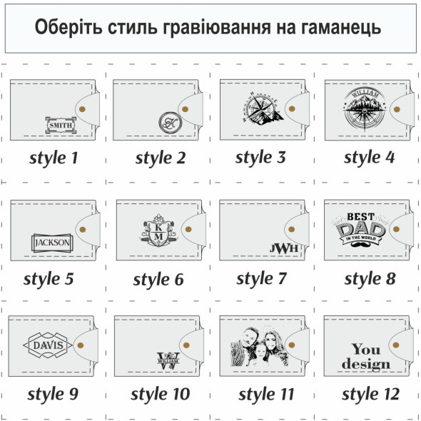 Шкіряний гаманець ручної роботи з індивідуальним гравіюванням LS-002