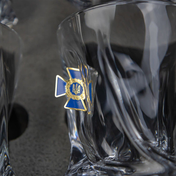 Подарунковий набір для віскі 6 склянок із вставками СБУ | Подарунок шефу, начальнику