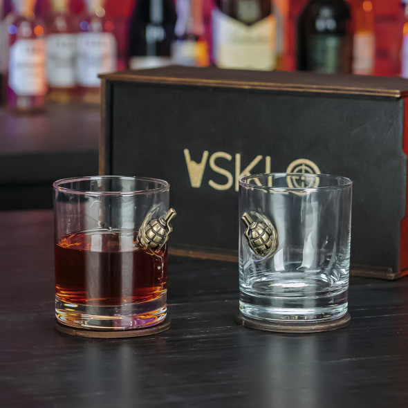Набір для віскі 2 склянки + 6 каменів для охолодження | Подарунок військовому ЗСУ