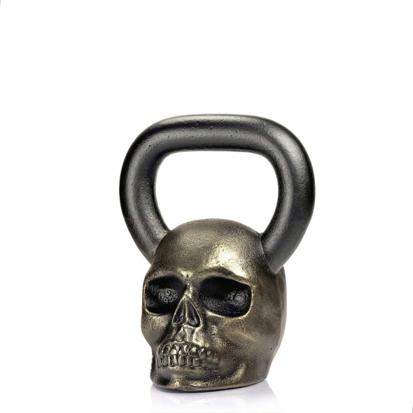 Дизайнерська спортивна гиря "Skull" Бронзовий 16 кг | Подарунок хлопцю для тренування