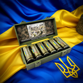 Символічний набір чарок з гільз — 6 штук, кожна збережена як трофей