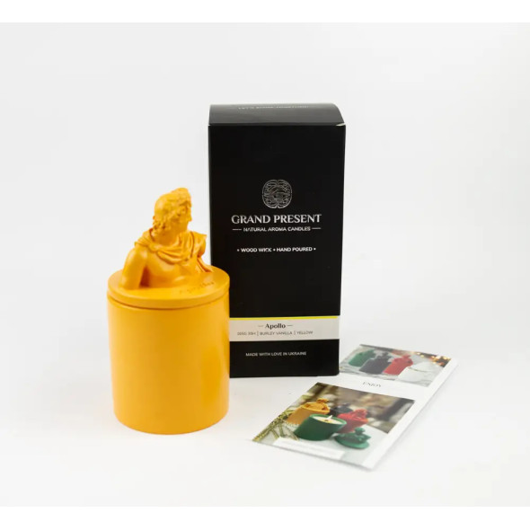 Аромасвічка APOLLO BURLEY VANILLA YELLOW 100% WOOD WAX 165g 35h