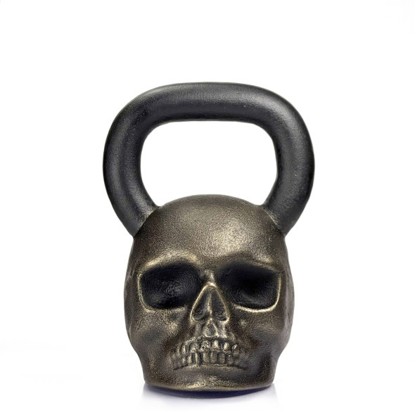 Дизайнерська спортивна гиря чавунна Skull Бронзовий 24 кг | Подарунок хлопцю