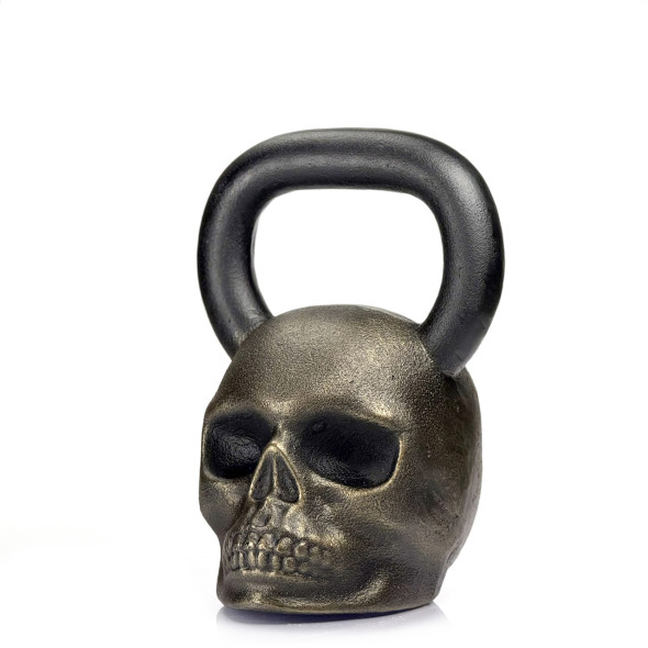 Дизайнерська спортивна гиря чавунна Skull Бронзовий 24 кг | Подарунок хлопцю
