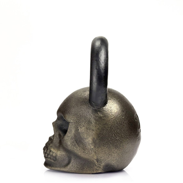 Дизайнерська спортивна гиря чавунна Skull Бронзовий 24 кг | Подарунок хлопцю
