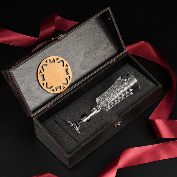 Набір для шампанського кришталь 1 шт "Bohemia Diamond" 120 мл у дерев'яній коробці