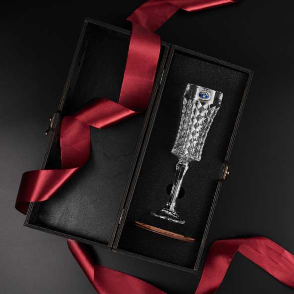 Набір для шампанського кришталь 1 шт "Bohemia Diamond" 120 мл у дерев'яній коробці
