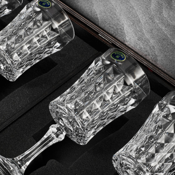 Набір подарунковий для вина кришталь 4 шт "Bohemia Diamond" 200 мл у дерев'яній коробці