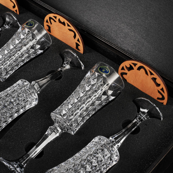 Набір подарункових кришталевих келихів для шампанського 6 шт "Bohemia Diamond" 120 мл