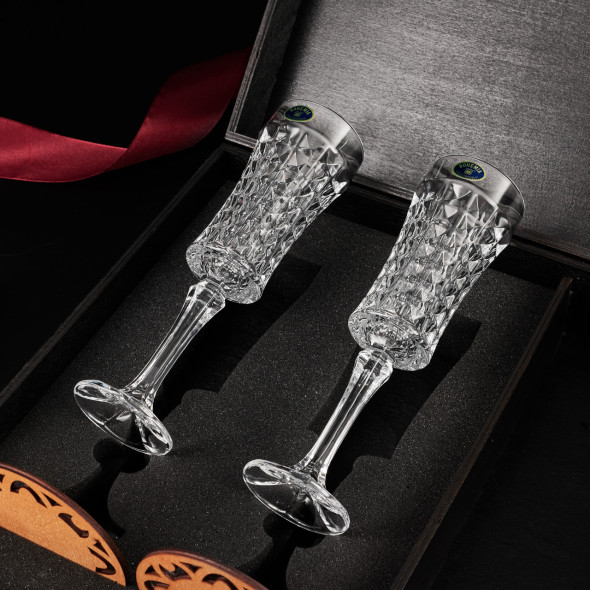 Подарунковий набір 2 келихи + секція для шампанського "Bohemia Diamond" 120 мл