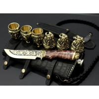 Фляга у шкіри з чарками 6 шт 