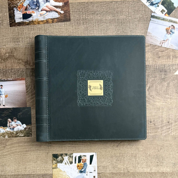 Сімейний фотоальбом з натуральної шкіри "Family Stories" Бордовий 33х33 см RM06-08
