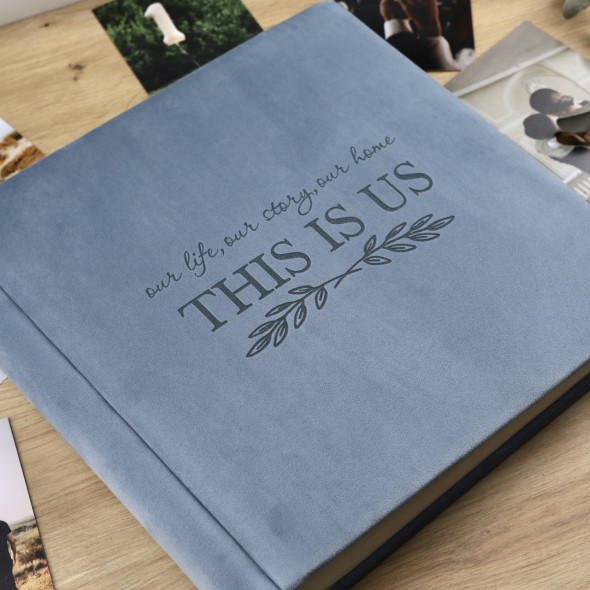 Фотоальбом з велюру весільний "This is us" Блакитний 33х33 см 120 сторінок
