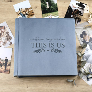 Фотоальбом з велюру весільний "This is us" Блакитний 33х33 см 120 сторінок