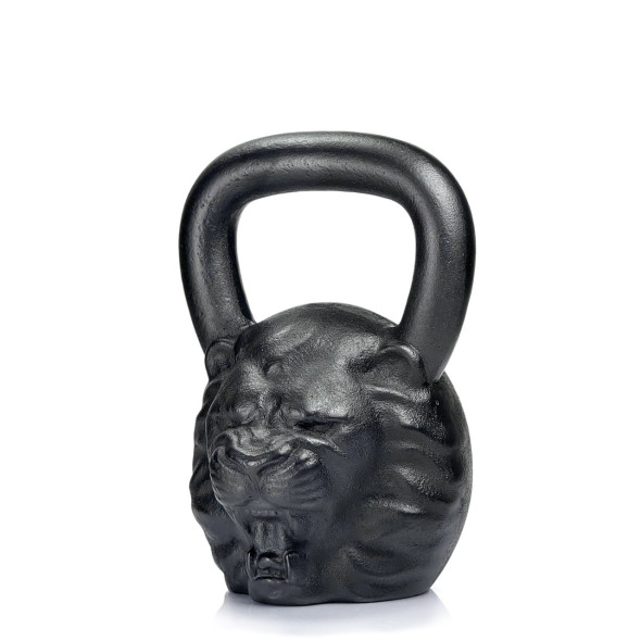 Дизайнерська спортивна гиря чавунна лита Lion 20 кг Чорна