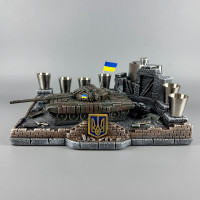 Подарунковий набір для горілки з стопками та флягою "Т-72Б" ручна робота | Подарунок для військовго ЗСУ