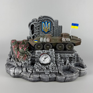 Штоф сувенірний з годиннкиом "БТР-70" ручна робота | Декоративна підставка для стопок та фляги