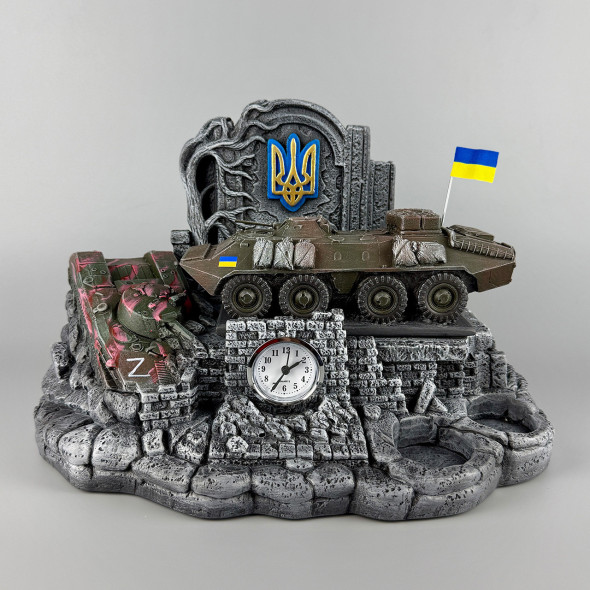 Штоф сувенірний з годиннкиом "БТР-70" ручна робота | Декоративна підставка для стопок та фляги