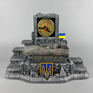 Штоф сувенірний з годинником "БМП-2" (без посуду) | Підставка для стопок та фляги