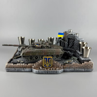 Подарунковий набір для горілки з танком "Т-80" фляга + стопки | Подарунок для дідуся