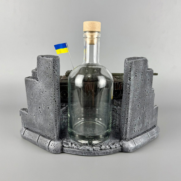 Комплект чарок із графином для горілки з танком "Т-72Б" пляшка + стопки з вставками ручної роботи