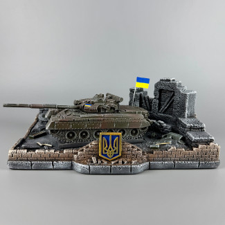 Сувенірний набір штоф з детально виконаним танком "Т-80" (без посуду) | Декор для робочого столу в кабінет