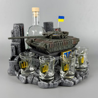 Сувенірний набір штоф "Т-64 БВ №1" з посудом PREMIUM | Подарунок для військовослужбовця