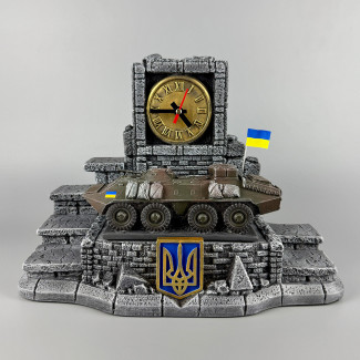 Сувенірний набір штоф з годинником "БТР-70" (без посуду) | Підставка для стопок та фляги