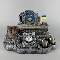 Набір для віскі штоф зі стопками та флягою 300 мл "БМП-2" ручна робота | Подарунок для чоловіка
