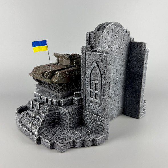 Штоф сувенірний з годинником і танком "Т-80" | Підставка для стопок та пляшки (без посуду)