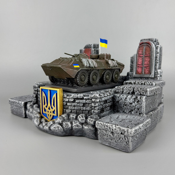 Сувенірний набір штоф (без посуду) "БТР-70" ручна робота | Декоративна підставка для стопок