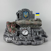 Сувенірний набір штоф з годинником "БМП-2" (без посуду) ручна робота | Підставка для стопок та фляги