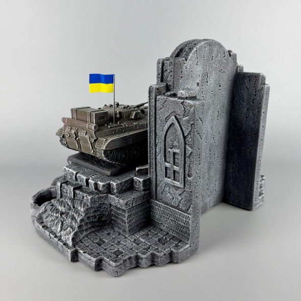 Сувенірний набір штоф з годинником "БМП-2" (без посуду) ручна робота | Підставка для стопок та фляги